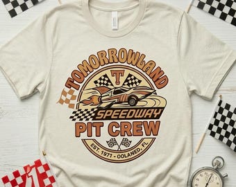 Tomorrowland Speedway Pit Crew T-Shirt – Retro Magic Kingdom Racing Gear – Vintage Theme Park Fan Gift