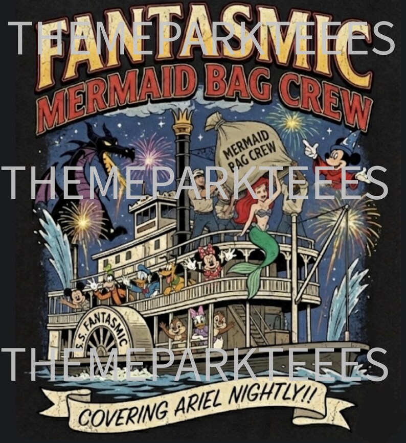 Fantasmic Mermaid Bag Crew Shirt Disney Cast Member Tee Ariel Eric Parody Graphic Tshirt Theme Park Movie Quote Apparel Gift Unisex Top Bild 2