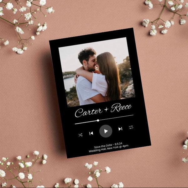 Music Themed Save the Date Wedding Invitation Template