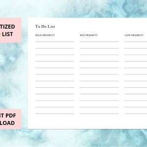 Printable To do List Template Organize Your Tasks and Increase Printable To do List Template Organize Your Tasks and Increase