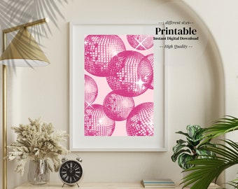 disco balls | trendy wall art | girls dorm decor | coquette decor | home decor | cute poster | poster wall