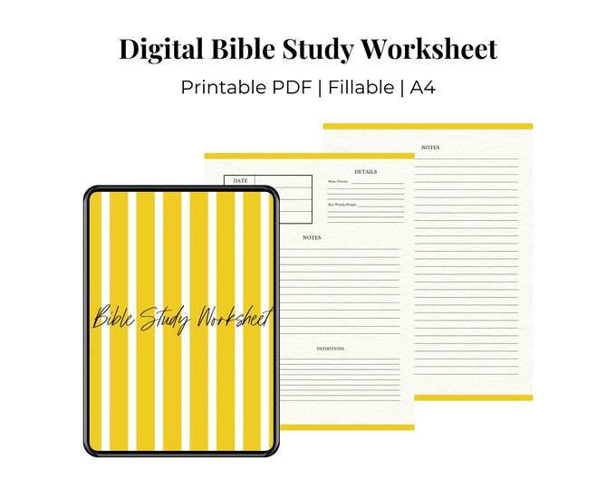 Bible Study Worksheet, Bible Study Guide, Bible Reading yellow ...