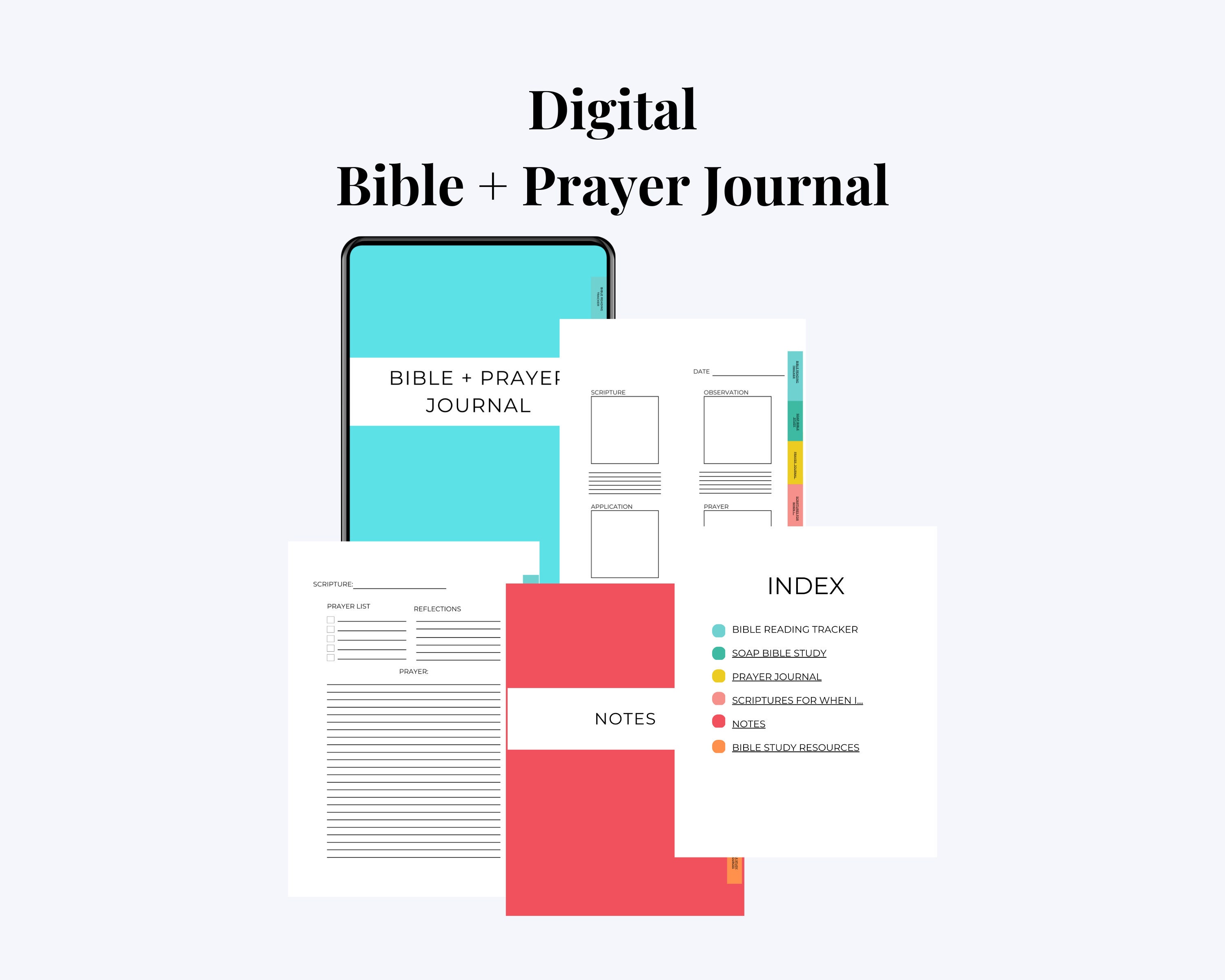 Digital Bible Study Prayer Journal portrait for Goodnotes - Etsy