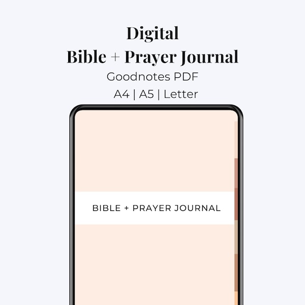 Digital Bible Study + Prayer Journal (Portrait) for Goodnotes - Hyperlinked - Neutral Colors - Instant Download PDF| A4 | A5 | Letter