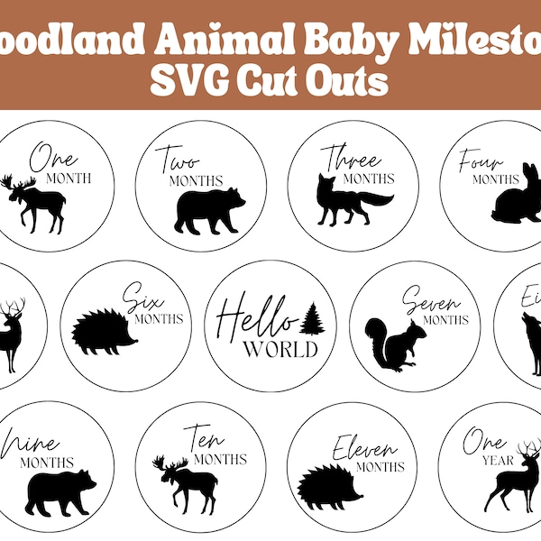 Woodland Baby Milestone SVG | Baby Photo Prop Svg | Baby Monthly Milestone Svg | Baby Photo Milestones | 1-12 Month Milestone Marker Svg |