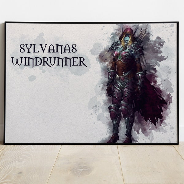 World of Warcraft aquarelkunst met Sylvanas Windrunner | Digitale download | Digitale kunst | Gamen
