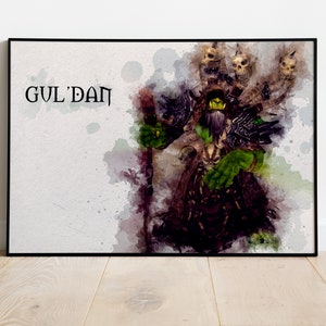 Gul&#39;dan Watercolor Art: World of Warcraft Gaming Print (Digital Download)