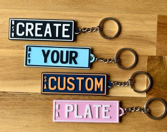 Colourful Personalised Number Plate Keyring | Stainless Steel Chain | Gift Idea | Birthday