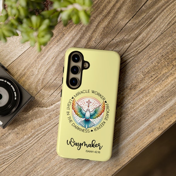 Butter Yellow Waymaker Isaiah 42:16 Christian Phone Case, Faith Phone Case,  Bible Case for iPhones, Samsung Galaxy S, Google Pixels etc