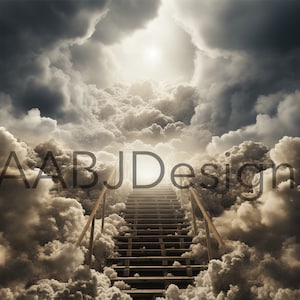 Stairway To Heaven Digital Image Instant Download JPG PNG, Heavenly Staircase Wallpaper Background, Faith Art DIY Craft, Christian Art File