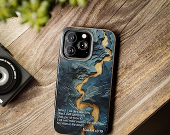 Bibelvers iPhone-skal med väg i vildmarken, kristen bibelvers som accessoar, tuff tro iPhone 17 16 15 14 13 12 PRO-skal