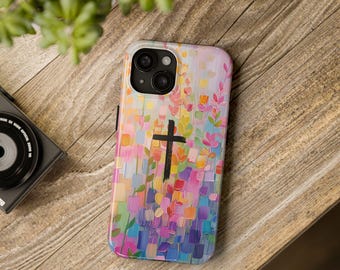 Christian Cross Watercolor iPhone Case, Catholic iPhone Cover, Jesus Phone Case, Bible Phone Cover, Faith iPhone 17 16 15 14 13 12 PRO Gift