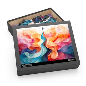 Rainbow Colorful Calvary Cross Christian Jigsaw Puzzle, Christian Gift Puzzle, Faith Jigsaw Puzzle, Catholic Puzzle Gift, Bible Jigsaw Gift