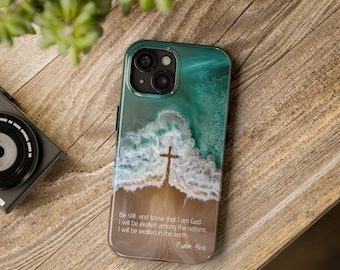 Funda cristiana para iPhone con el Salmo "Be Still", arte moderno de la cruz de fe, accesorio de regalo con las Escrituras bíblicas, funda para iPhone 17, 16, 15, 14 y 13 PRO