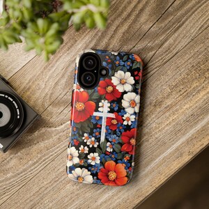Floral Christian Cross Phone Case, Christian Catholic Phone Case, Faith Gift for iPhone 16+  Samsung Galaxy S24+ Google Pixel 9+