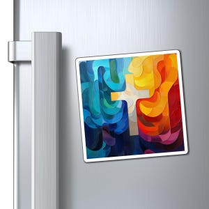 Levendige christelijke kruismagneet, geloof koelkastmagneet, kleurrijke katholieke kruisbeeldmagneet, schattige bijbelcadeaumagneet, christelijk huiskeukencadeau