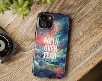 Tro över rädsla Psalm 56:4 Inspirerande bibelcitat iPhone-skal, färgglatt kristet accessoargåva, tufft iPhone 17 16 15 14 13 PRO-skal