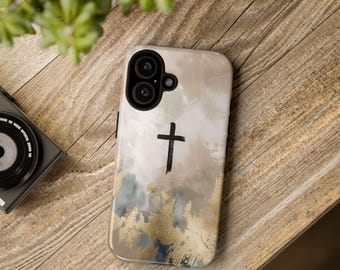 Minimalist Cross Christian Phone Case, Catholic Phone Cover, Bible Phone Case, Faith iPhone 17+ Samsung Galaxy S25+ Google Pixel 9+ Gift