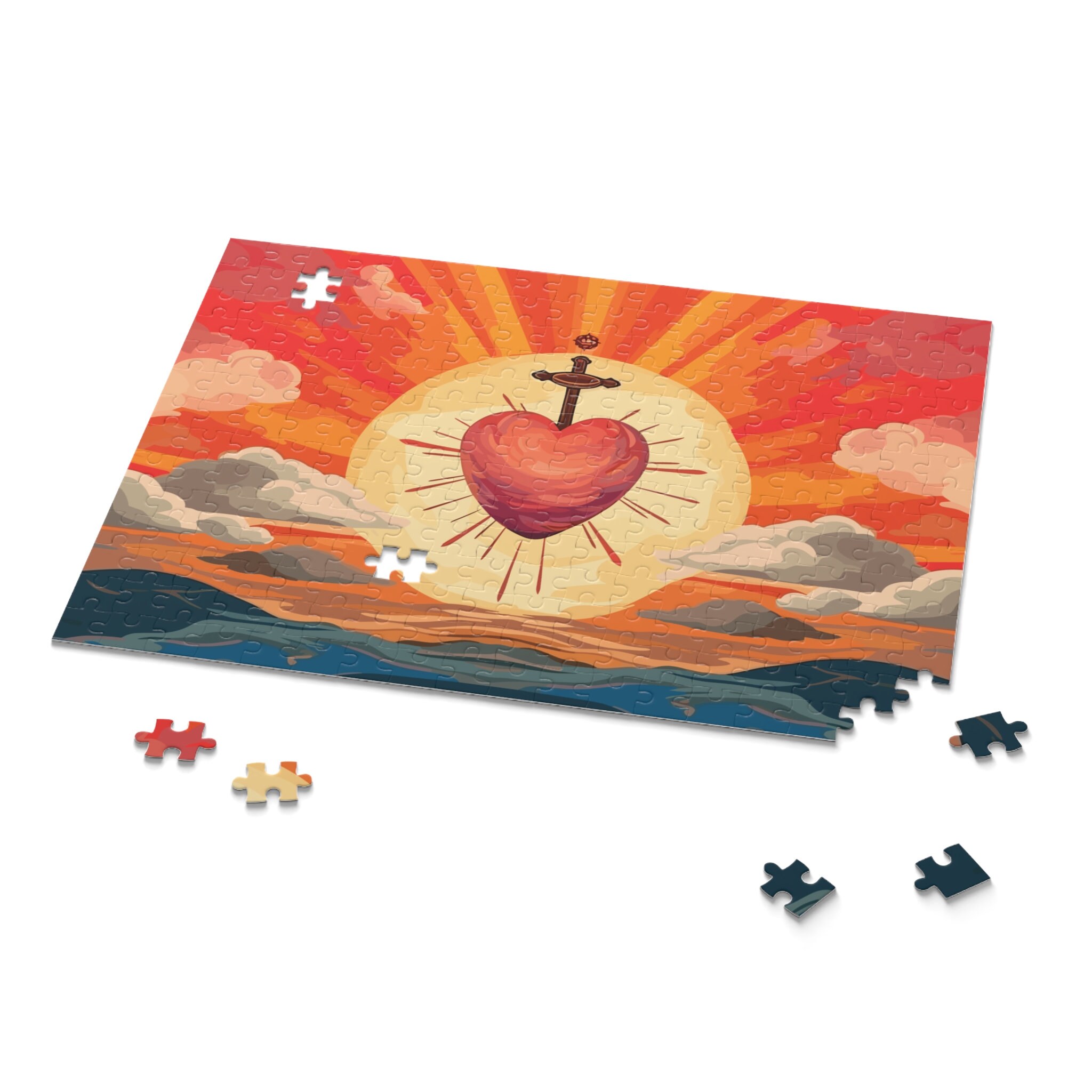 Sacred Heart of Jesus Puzzle, Christian Catholic Jigsaw Puzzle, Faith