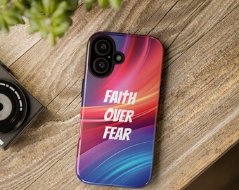 Faith Over Fear Christelijk telefoonhoesje, katholiek telefoonhoesje, Jezus cadeau-telefoonhoesje voor iPhone 16+ Samsung Galaxy S25+ Google Pixel 9+