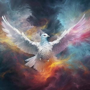 The Holy Spirit, Ethereal Dove Aspect Ratio 3:2 JPG PNG Digital Image, Printable Wall Art Desktop Background Wallpaper Instant File Download