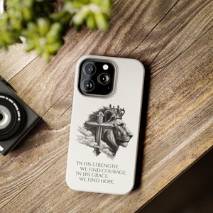 Cross And Lion of Judah iPhone Case, Christian iPhone Case, Catholic iPhone Case, Faith iPhone Case, Bible iPhone 15 14 13 12 11 X PRO Gift