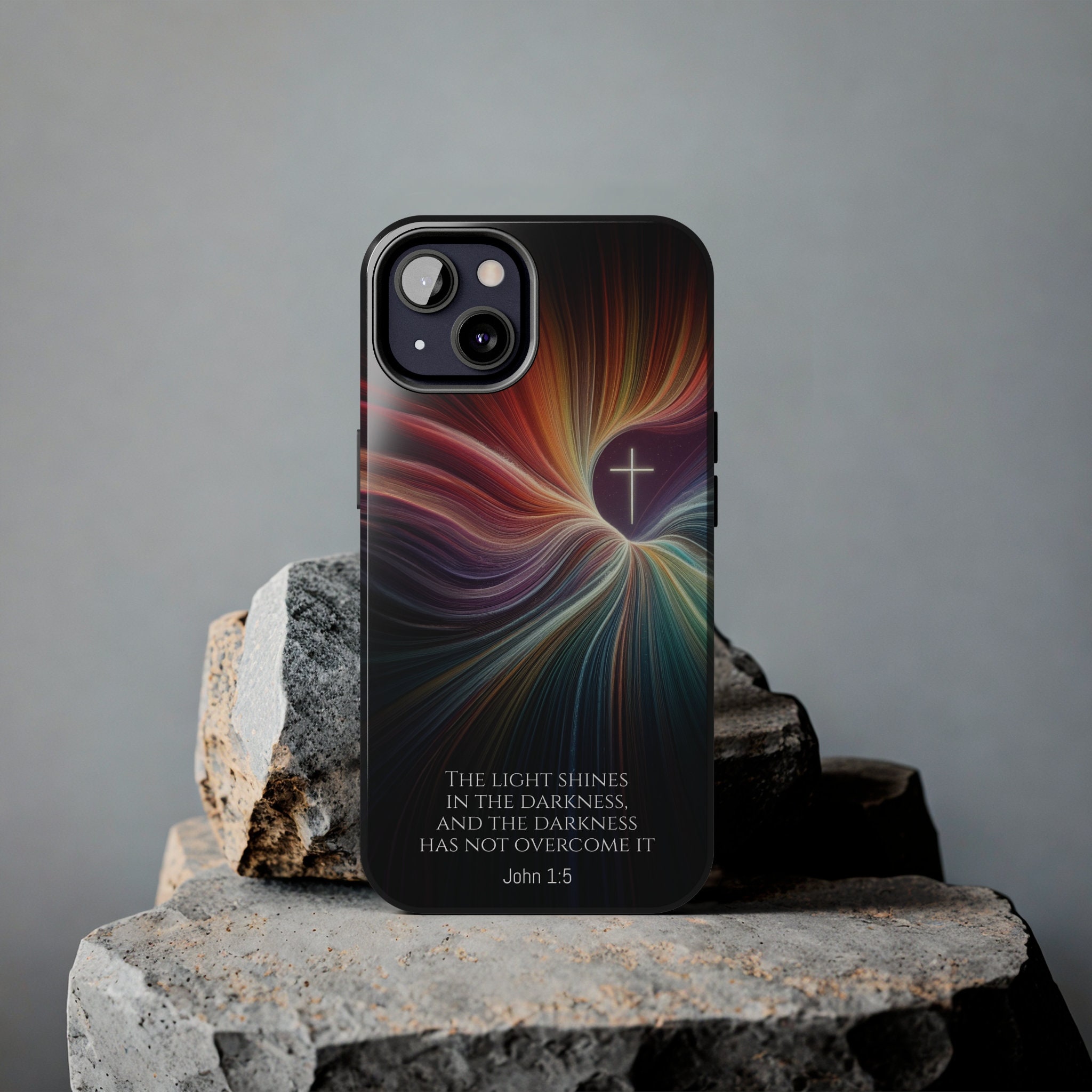 The Light Shines in Darkness John 15 Bible Verse iPhone Case