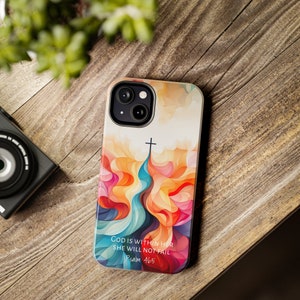 Capa para iPhone com a Bíblia Deus está dentro dela Salmo 46:5, capa cristã para iPhone, capa católica para iPhone, escritura para iPhone 16 15 14 13 12 11 X PRO presente