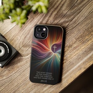 The Light Shines In Darkness John 1:5 Bible iPhone Case, Christian iPhone Case, Cross iPhone Case, Faith iPhone 17 16 15 14 13 12 PRO Gift