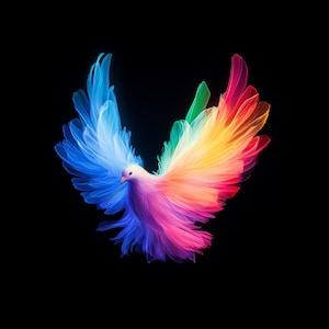 Rainbow Dove Holy Spirit Christian Catholic Faith Bible High Resolution PNG JPG, Desktop Wallpaper, Printable Art, Instant Digital Download