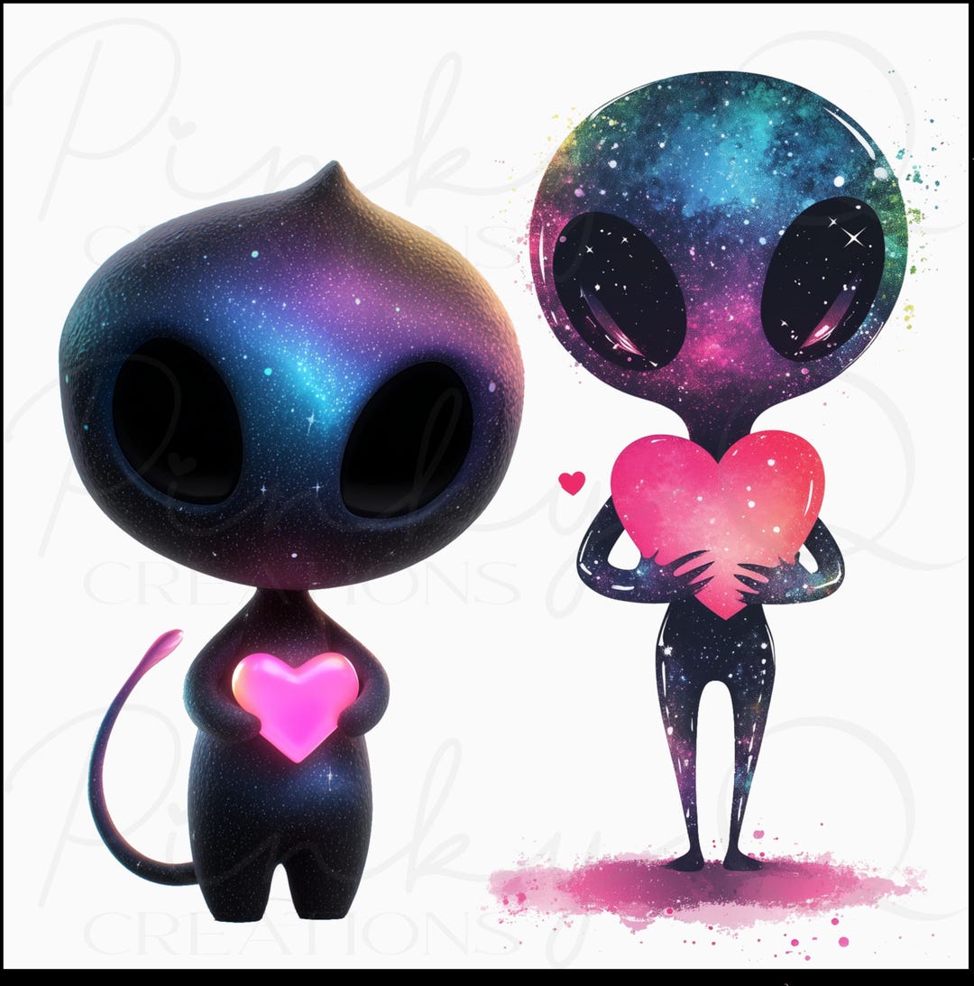 Alien Love Heart PNG, Spaceship Clipart, Galaxy Sky Print, Space ...