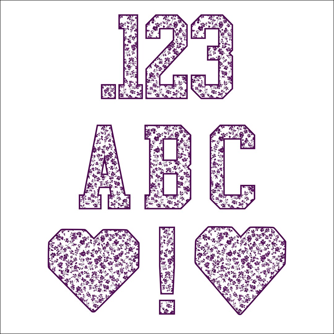 Floral Indigo Varsity Alphabet PNG, Purple Printable Chinoiserie Toile ...