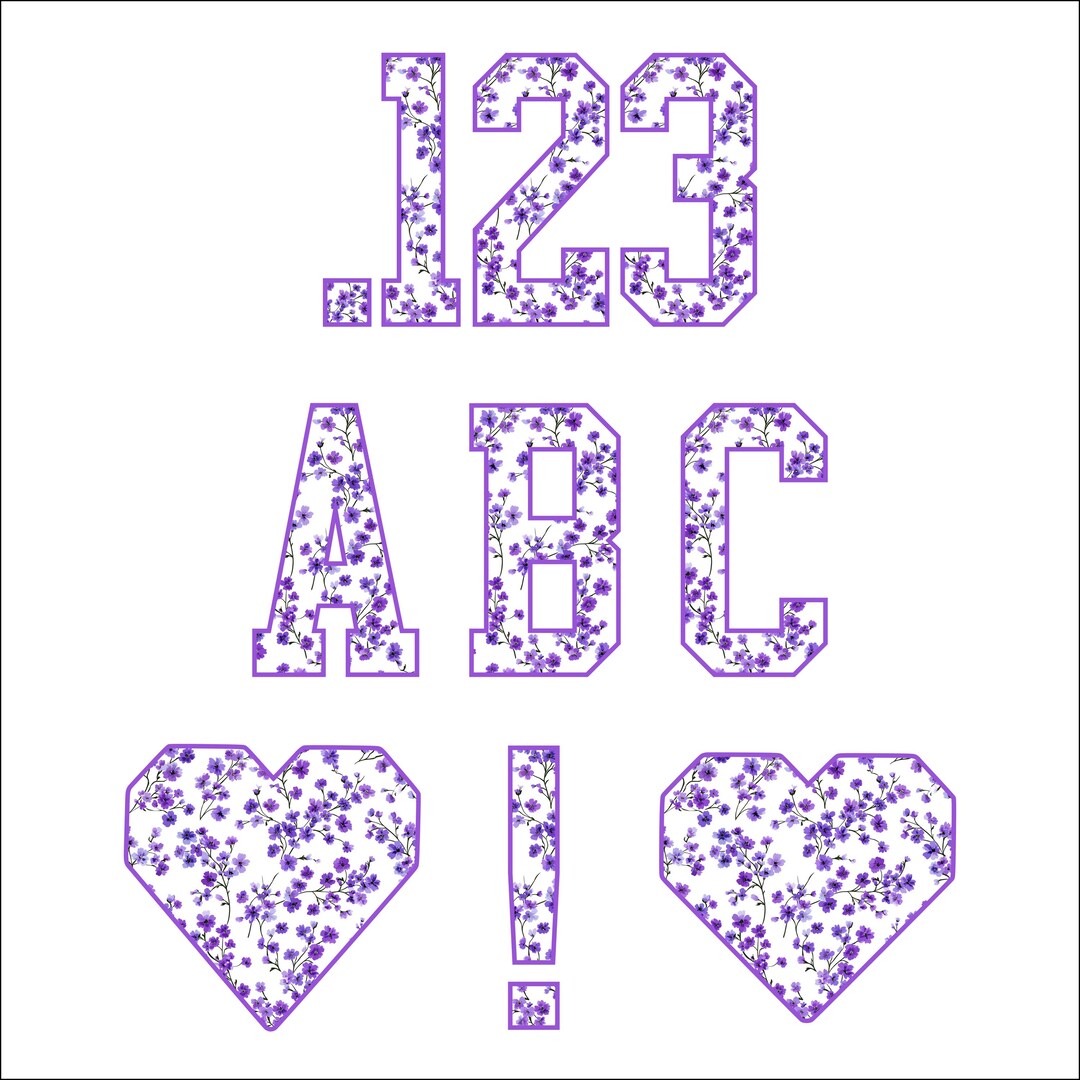 Floral Violet Varsity Alphabet PNG, Purple Printable Chinoiserie Toile ...