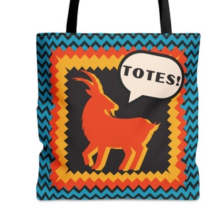 Goat tote bag, Totes McGoats shoulder bag, fun shopping tote, bag Gift for her, carry-all, school tote bag, birthday gift, Free Shipping