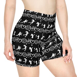 Womens volleyball Shorts, cute Peace Love Volleyball Moisture wicking soft fabric fun Gym workout or practice shorts, lounge wear