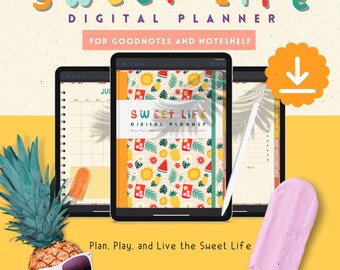 Sweet Life Digital Planner for GoodNotes |  Undated | Summer Themed | Yearly, Monthly, Weekly, Daily, Financial Planners | Digital Stickers