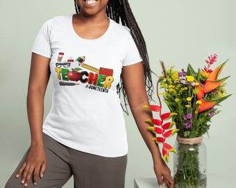 Juneteenth Teacher Shirt | Black Educator Pride Tee | Kente Inspired Teacher Gift | BAAYO the Cat