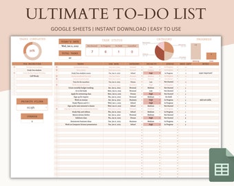 To Do List Planner, Google Sheet Template, Spreadsheet Planner, Digital Task Tracker, Daily To-Do list Planner