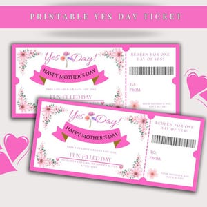 Mothers Day Yes Day Ticket Voucher, Yes Day Voucher, Yes Day Coupon, Yes Day Tickets, Fun Day Ticket, Yes Day Kids, Mothers Day Activities
