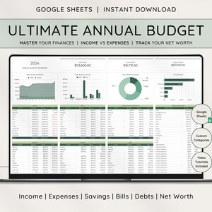 Annual Budget Spreadsheet, Google Sheets Budget Template, Monthly Budget, Budget By Paycheck, Biweekly Budget Planner, Expense Tracker