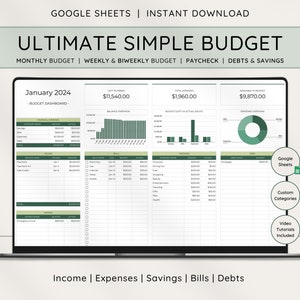 Budget Planner For Google Sheets, Monthly Budget Spreadsheet, Paycheck Budget Template, Weekly & Biweekly Budget Tracker, Financial planner