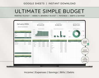 Budget Planner For Google Sheets, Monthly Budget Spreadsheet, Paycheck Budget Template, Weekly & Biweekly Budget Tracker, Financial planner