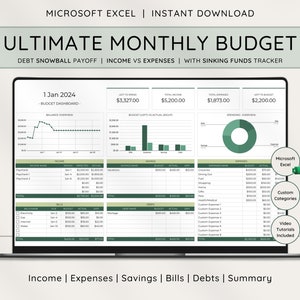 Monthly Budget Spreadsheet, Excel Template, Budget By Paycheck, Paycheck Budget Planner, Weekly Budget, Expense Tracker, Excel Spreadsheet