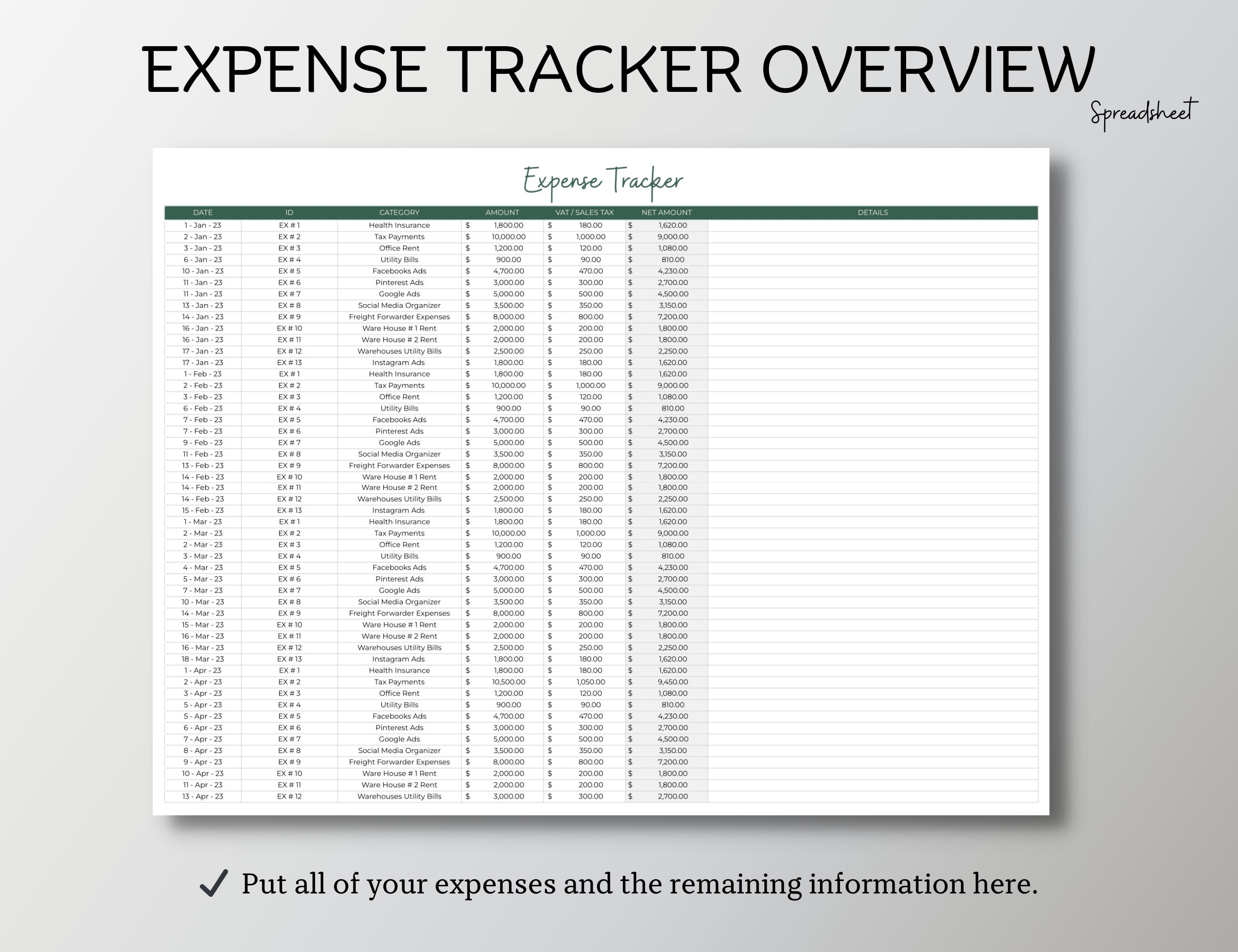 Easy Bookkeeping Spreadsheet Template for Google Sheets - Etsy