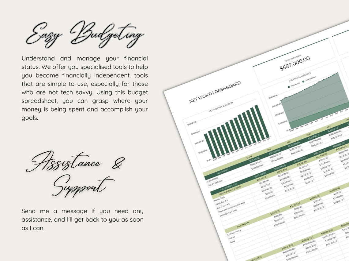 Net Worth Tracker Spreadsheet Template for Google Sheets, Net Worth ...