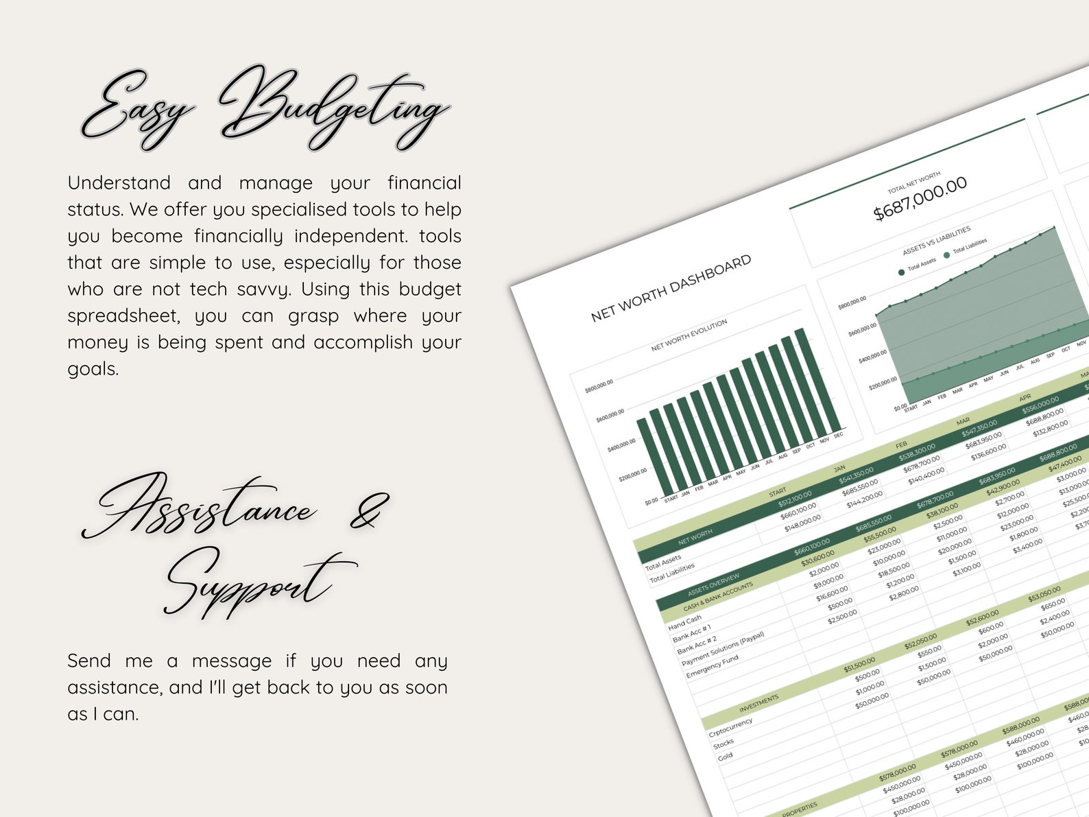 Net Worth Tracker Spreadsheet Template for Google Sheets, Net Worth ...