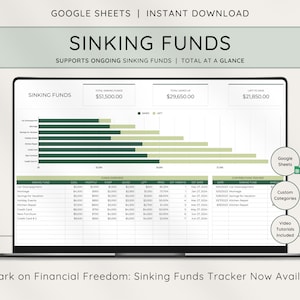 Sinking Funds Tracker Spreadsheet, Google Sheets Budget Template, Savings Tracker, Debt Tracker, Financial Planner, Budget Planner