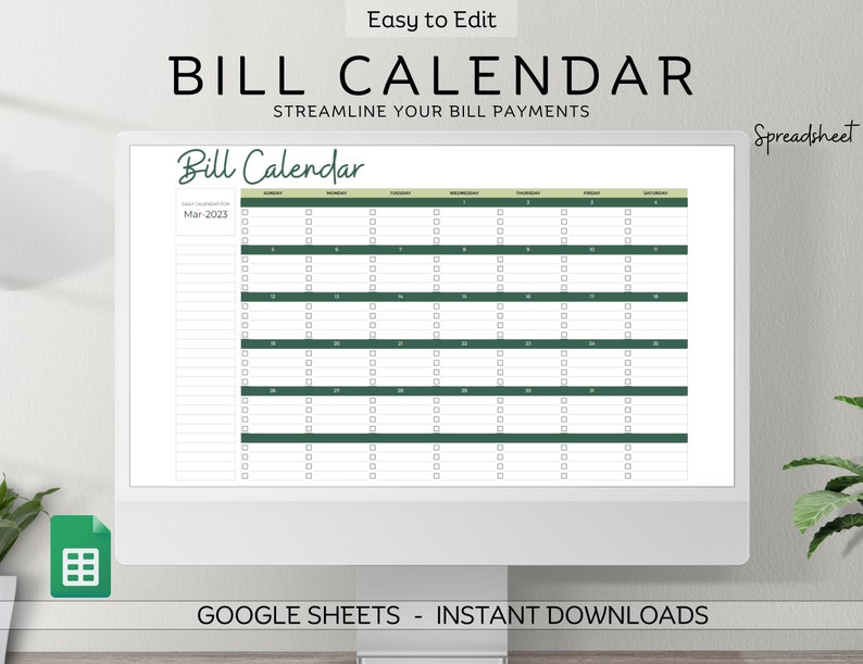 Bill Tracker Spreadsheet Template for Google Sheets Bill - Etsy
