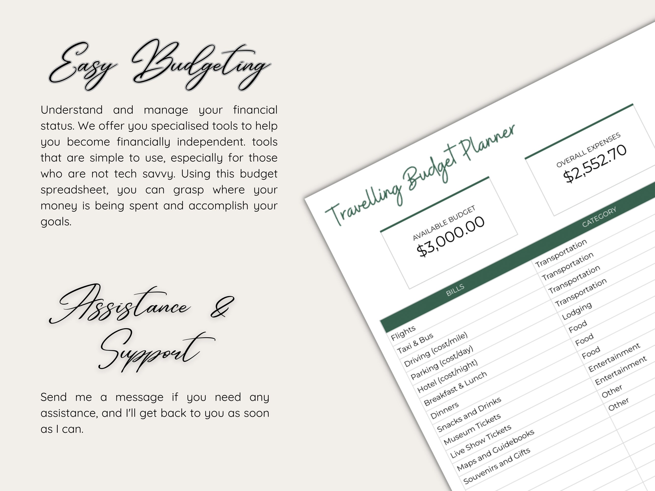 Travel Planner Spreadsheet Template for Google Sheets Budget