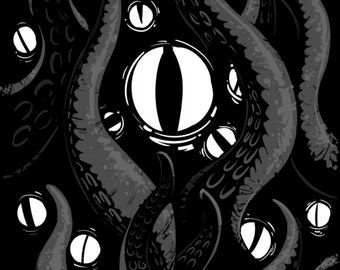 Tentakel Augen T-Shirt: Lovecraftian Cthulhu Mythos Design